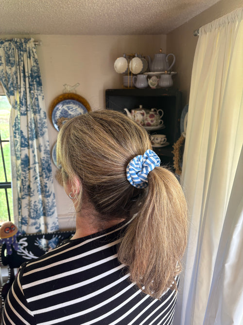 Blue & White Stripe Scrunchie