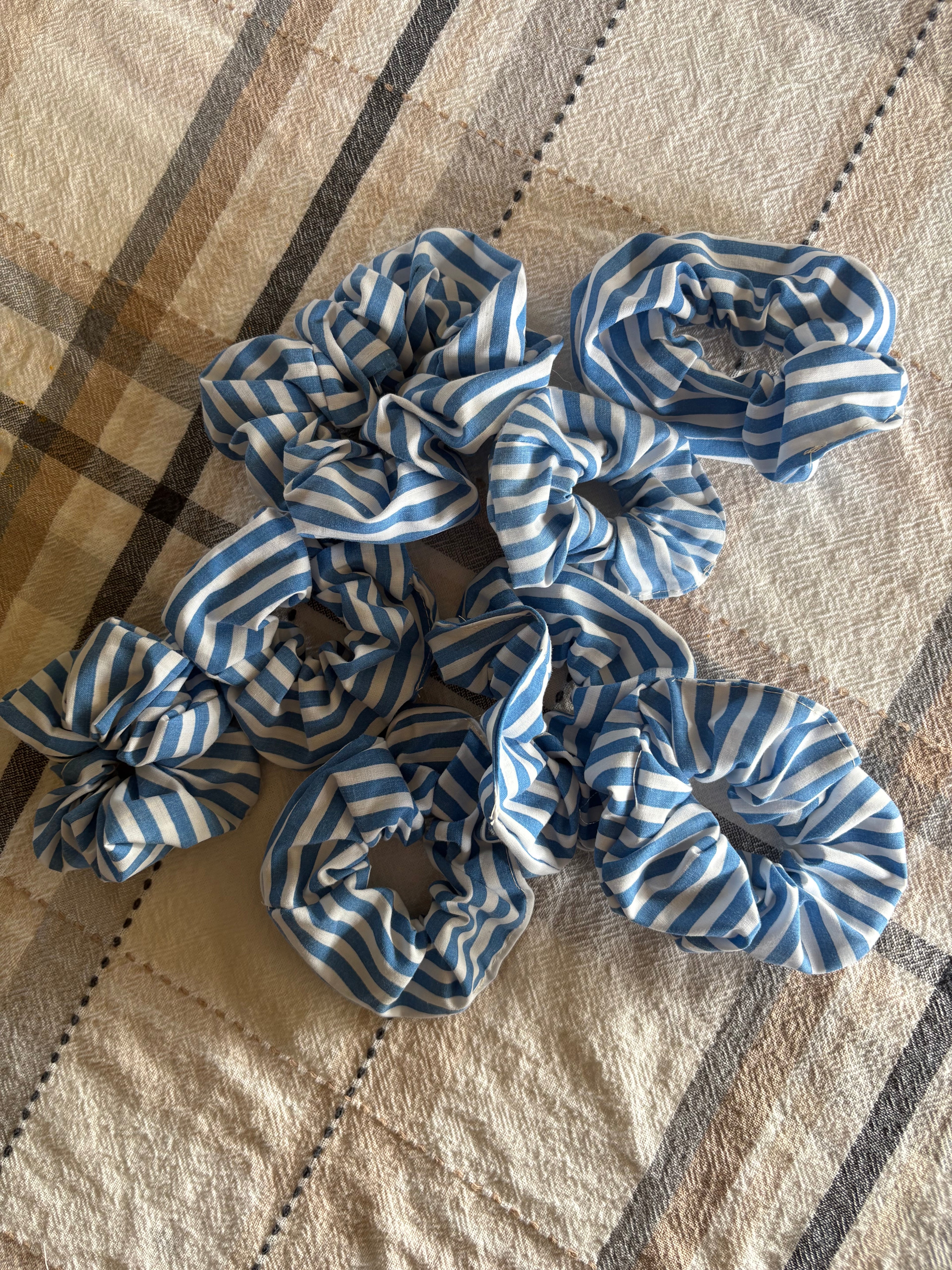 Blue & White Stripe Scrunchie
