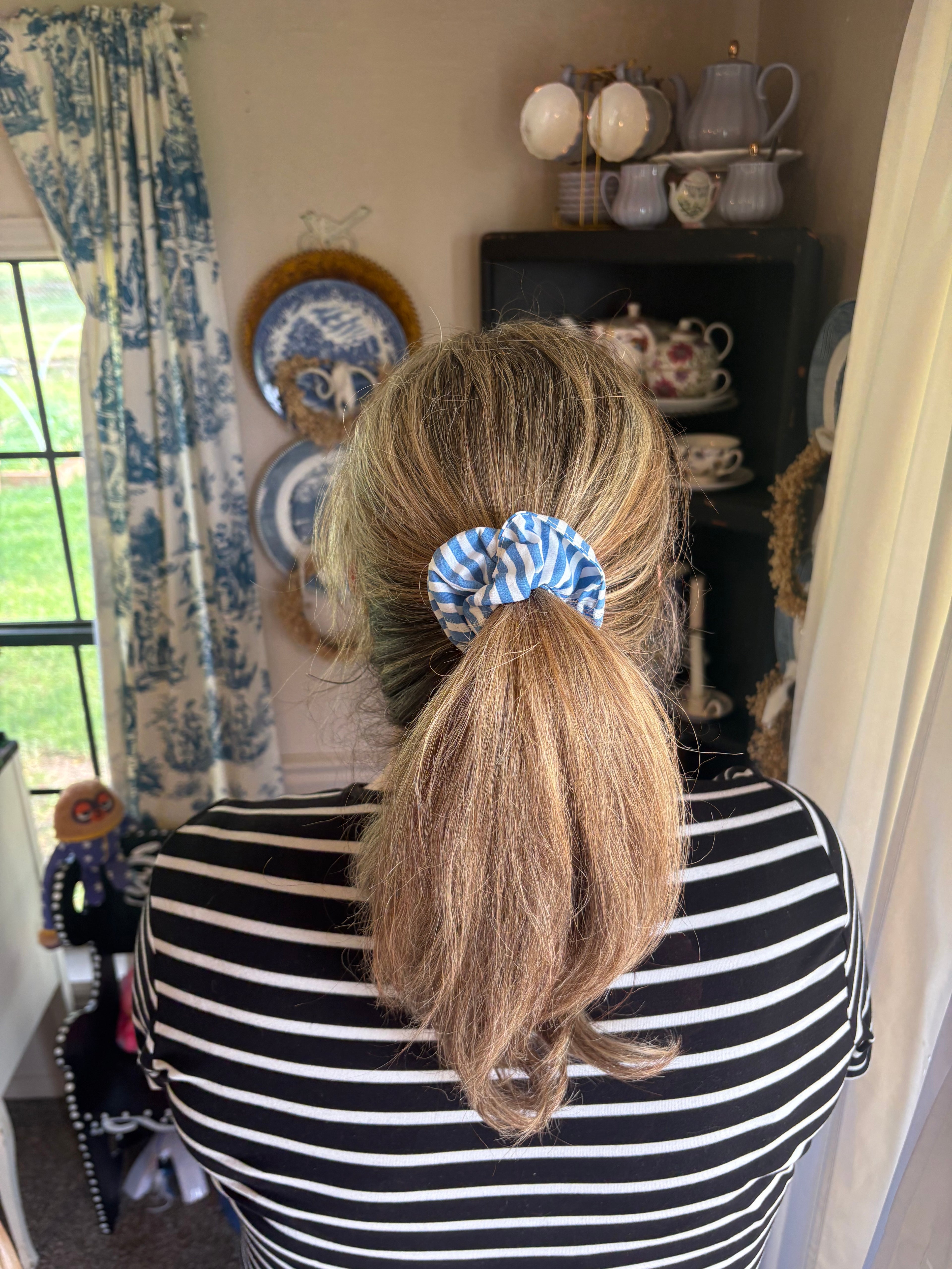 Blue & White Stripe Scrunchie
