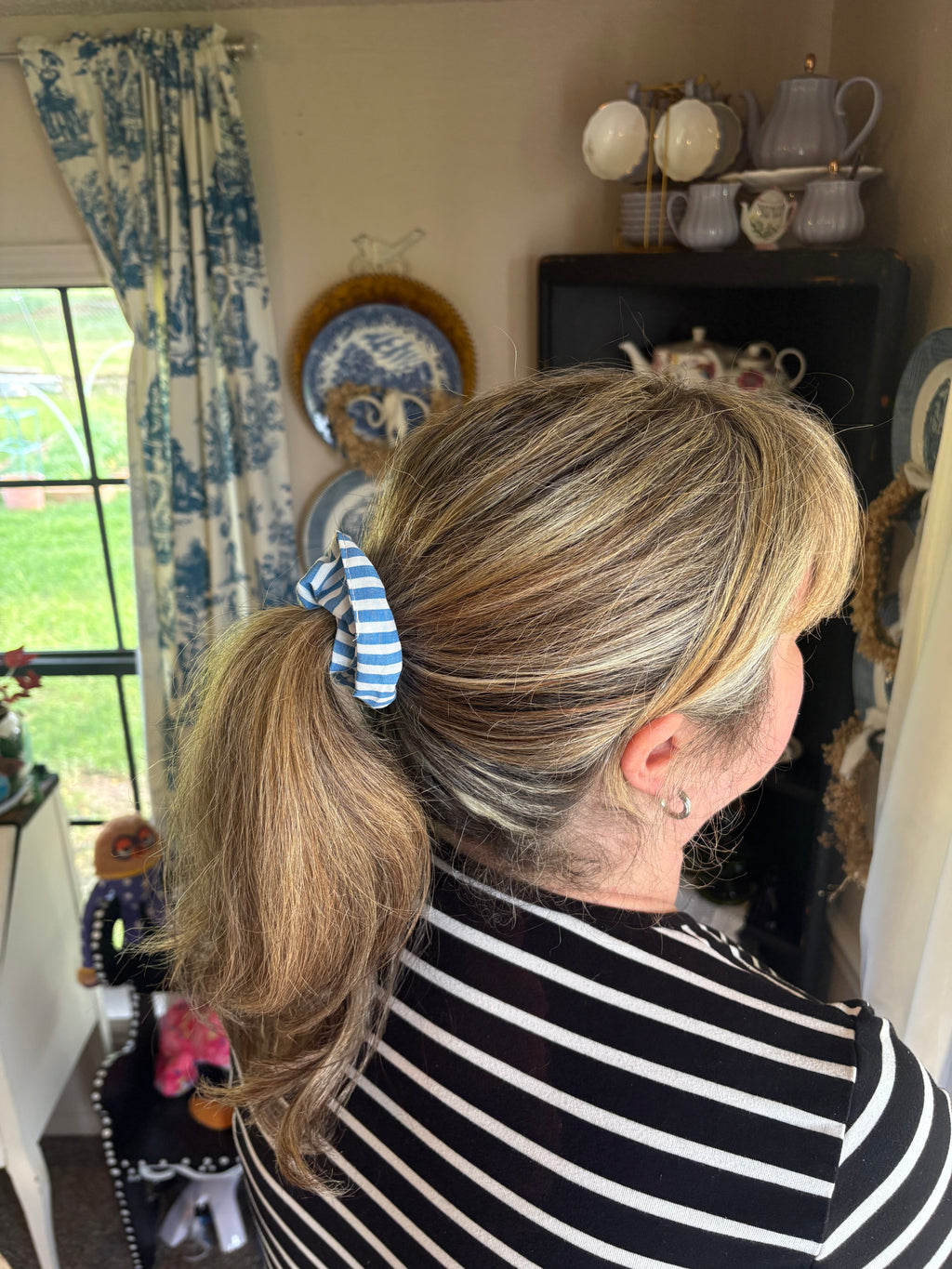 Blue & White Stripe Scrunchie