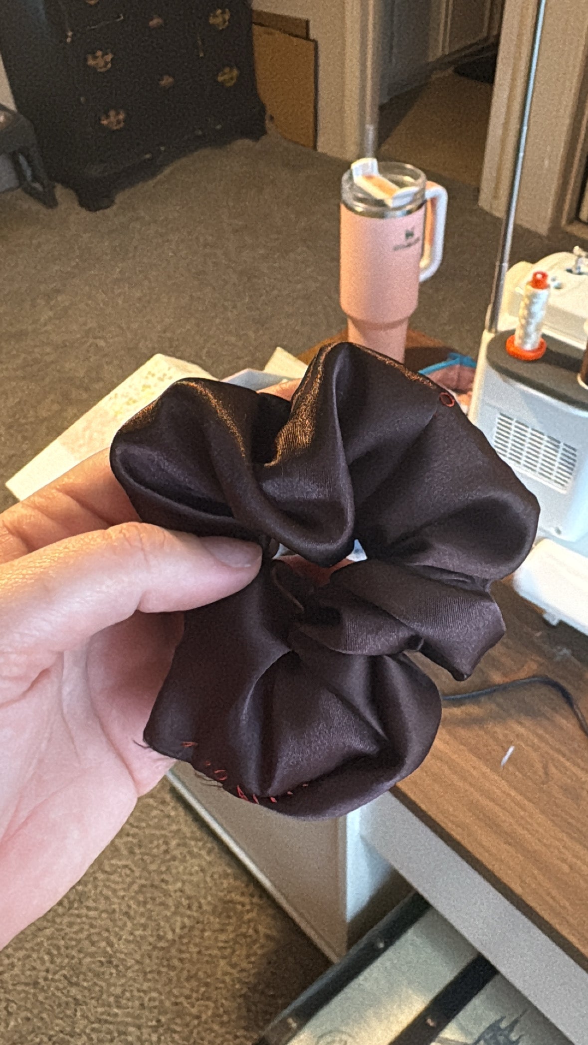 Brown Silk Scrunchie