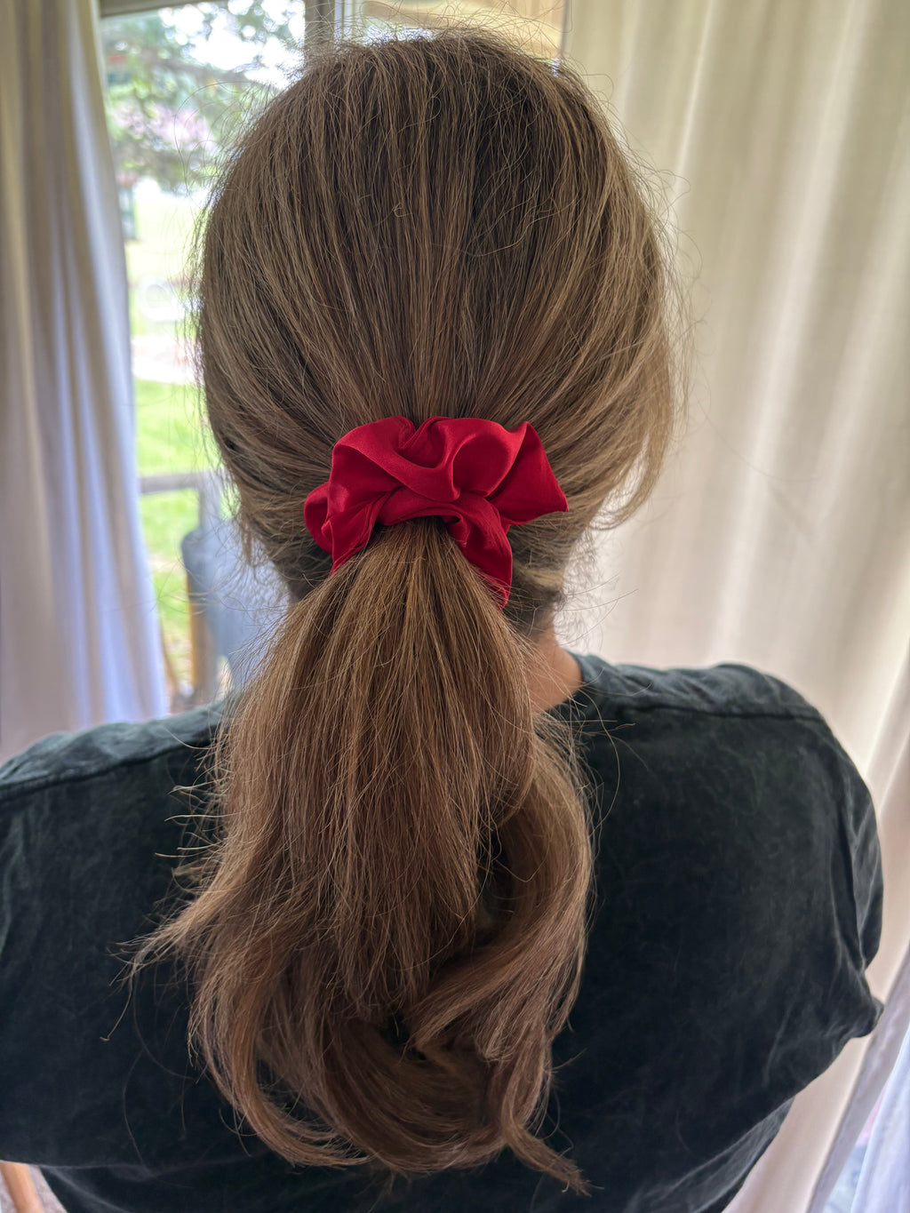 Red Satin Scrunchie