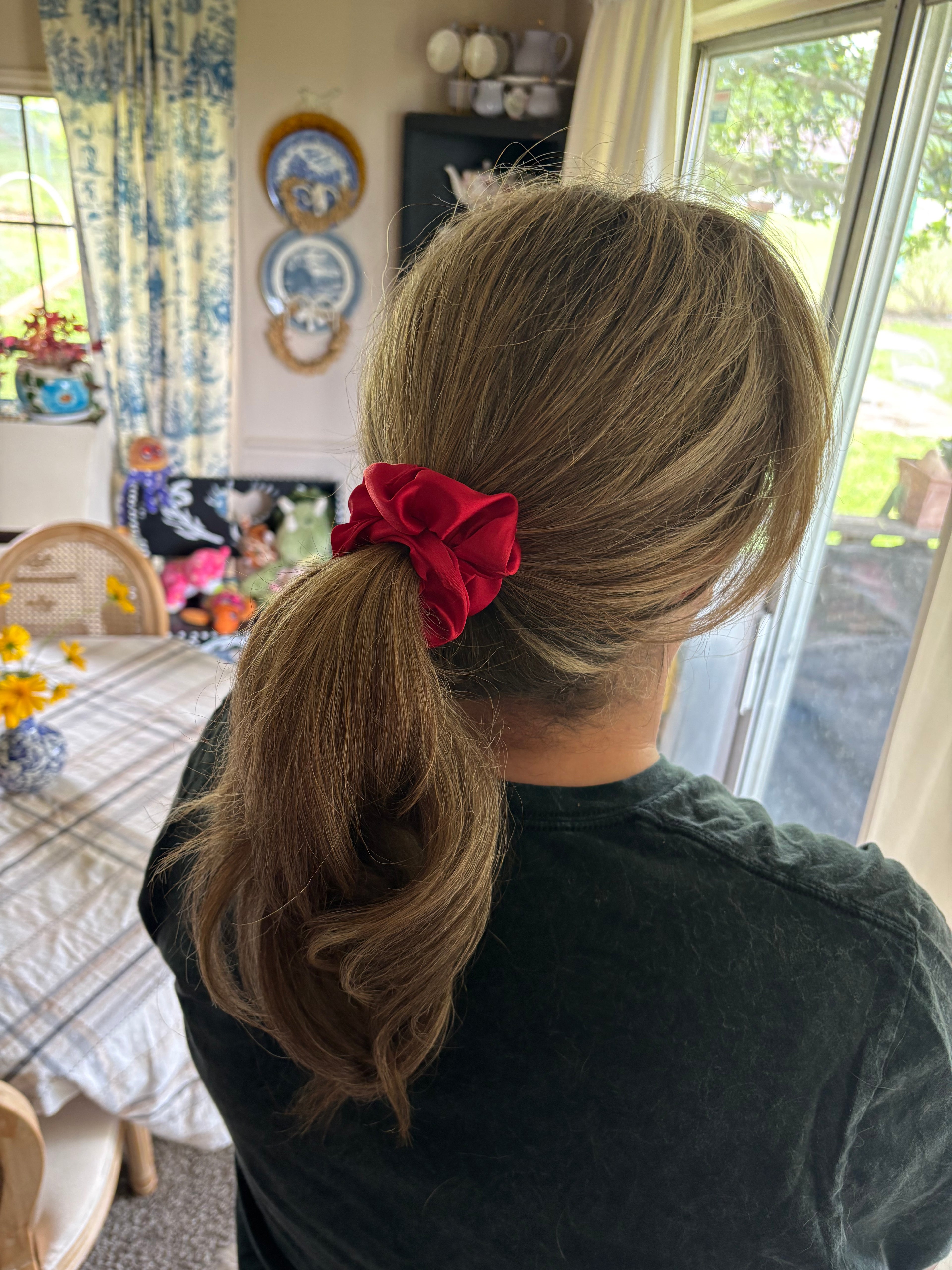Red Satin Scrunchie