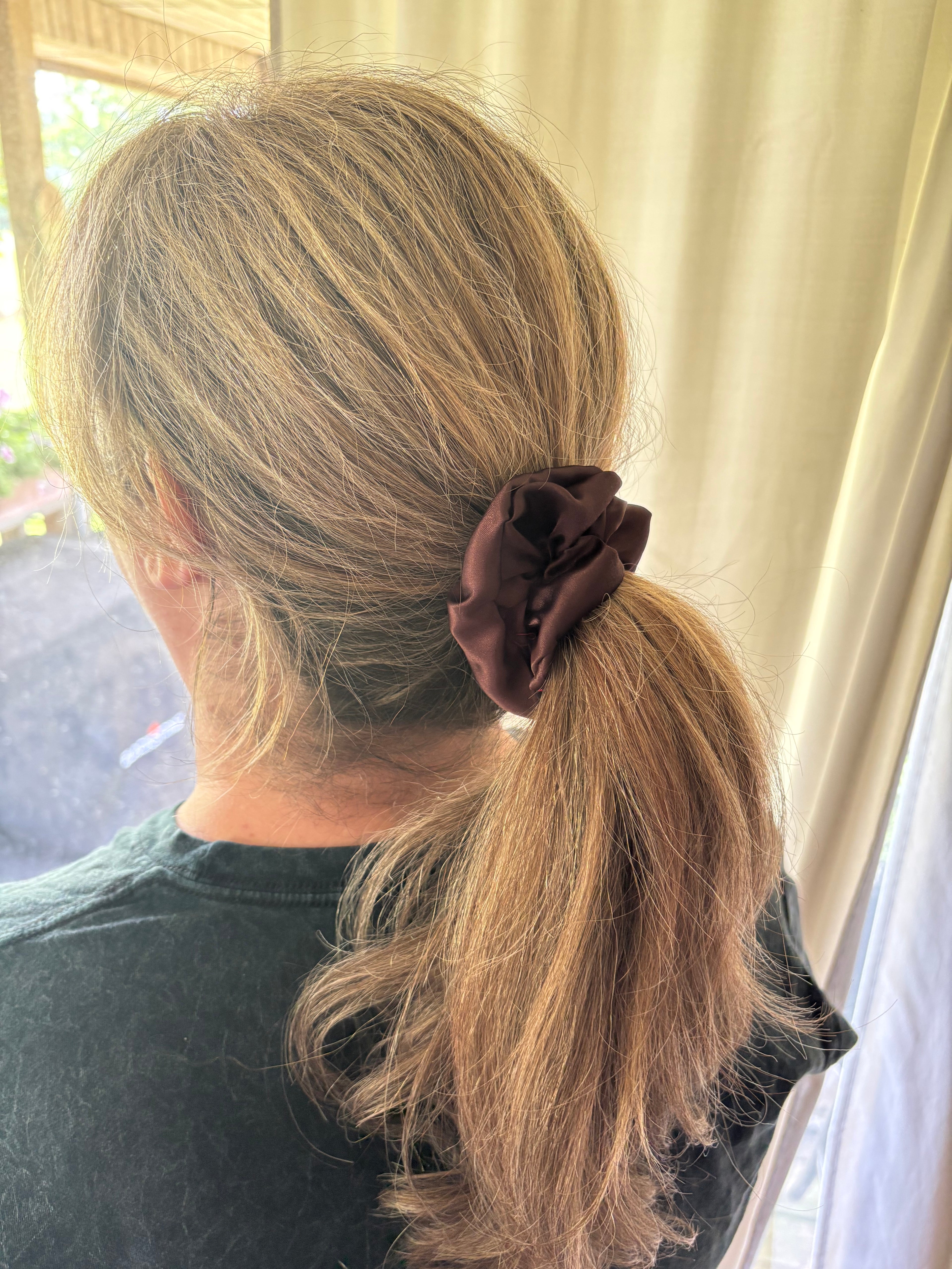 Brown Silk Scrunchie