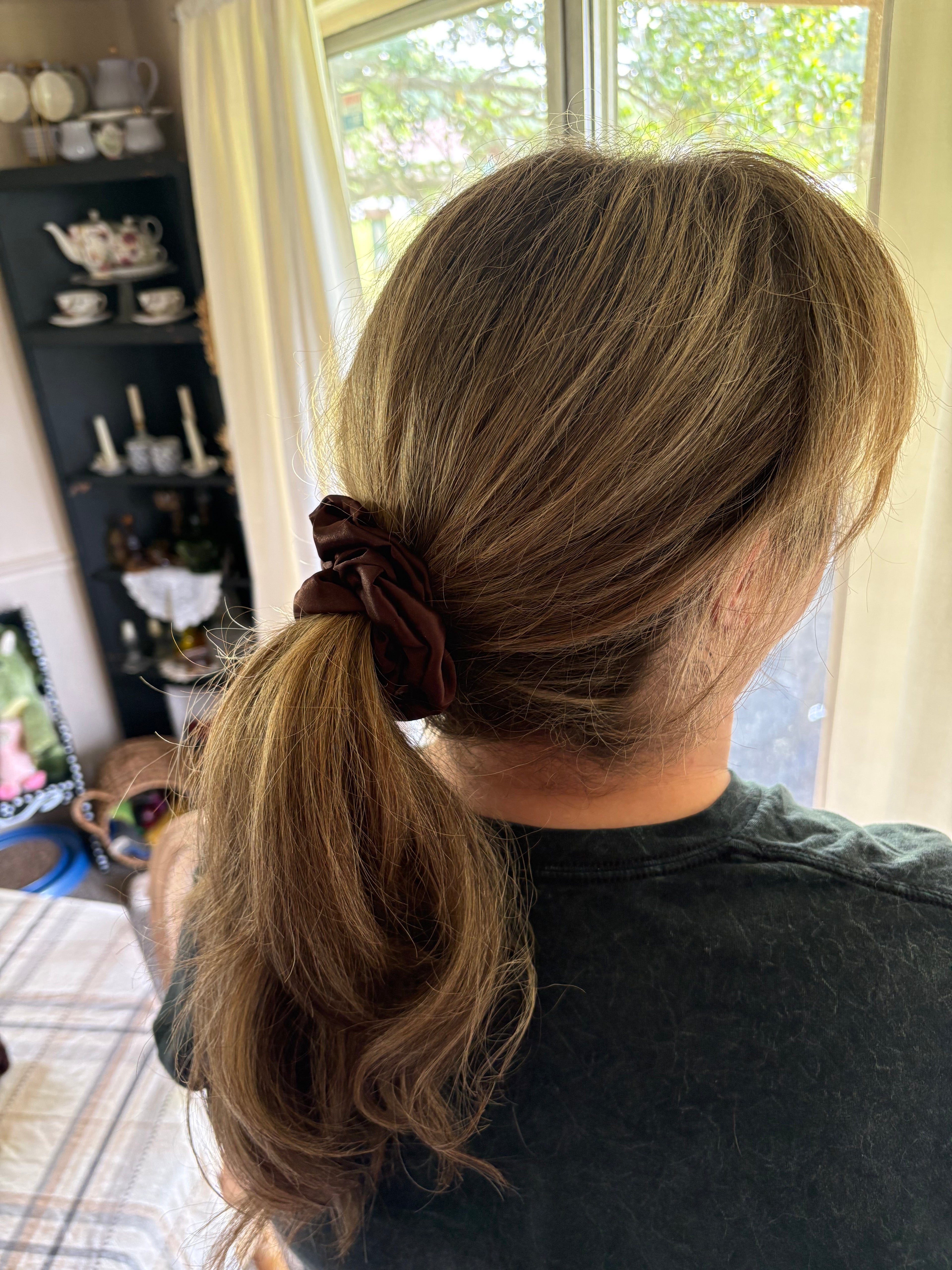 Brown Silk Scrunchie