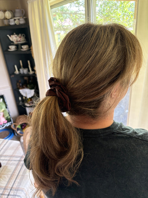 Brown Silk Scrunchie